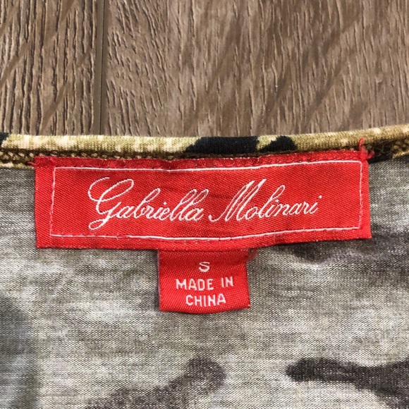 GABRIELLA MOLINARI Animal Print V-Neck Viscose Blend Top - Picture 2 of 7